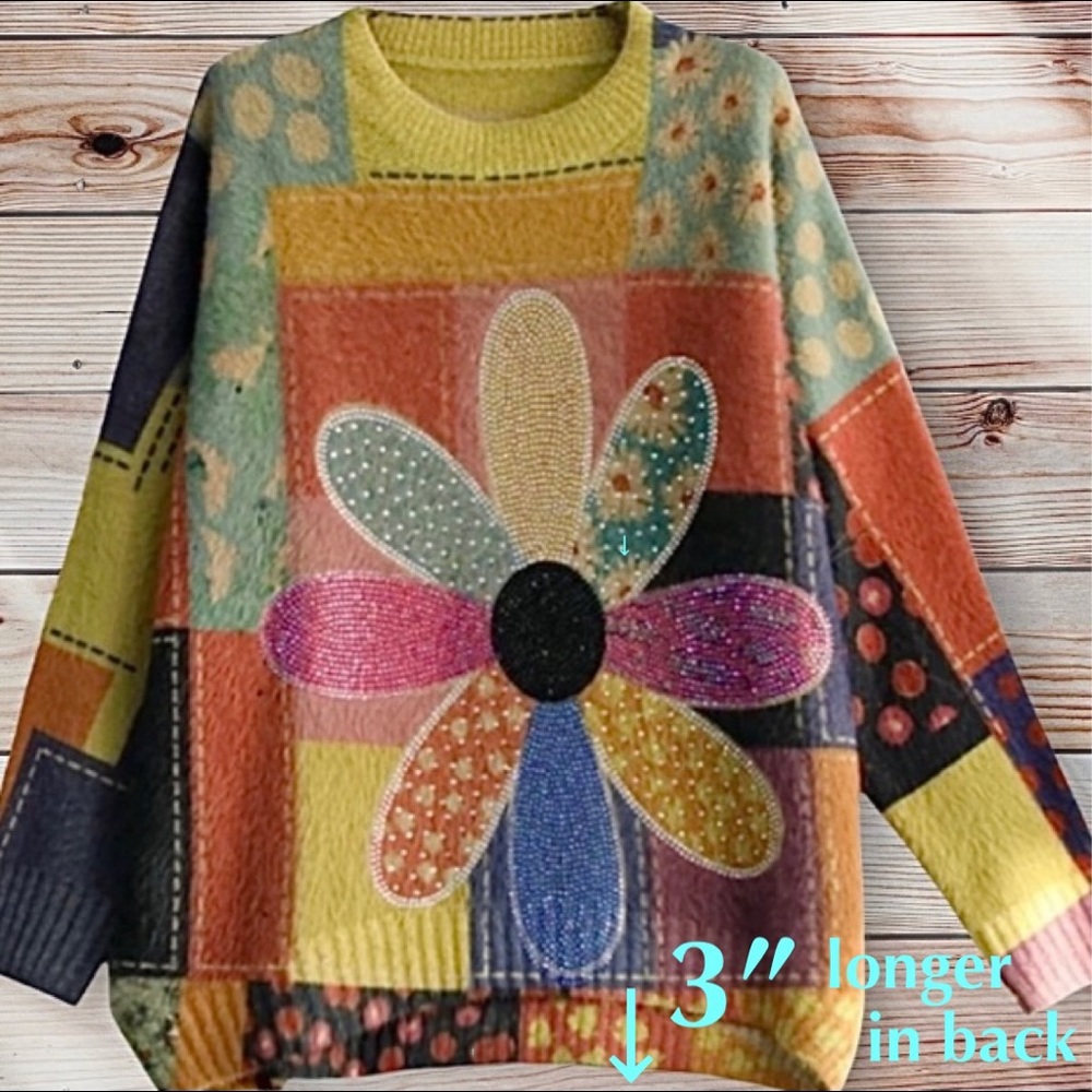 Colorful Patchwork Sweater - Picture 3 of 7